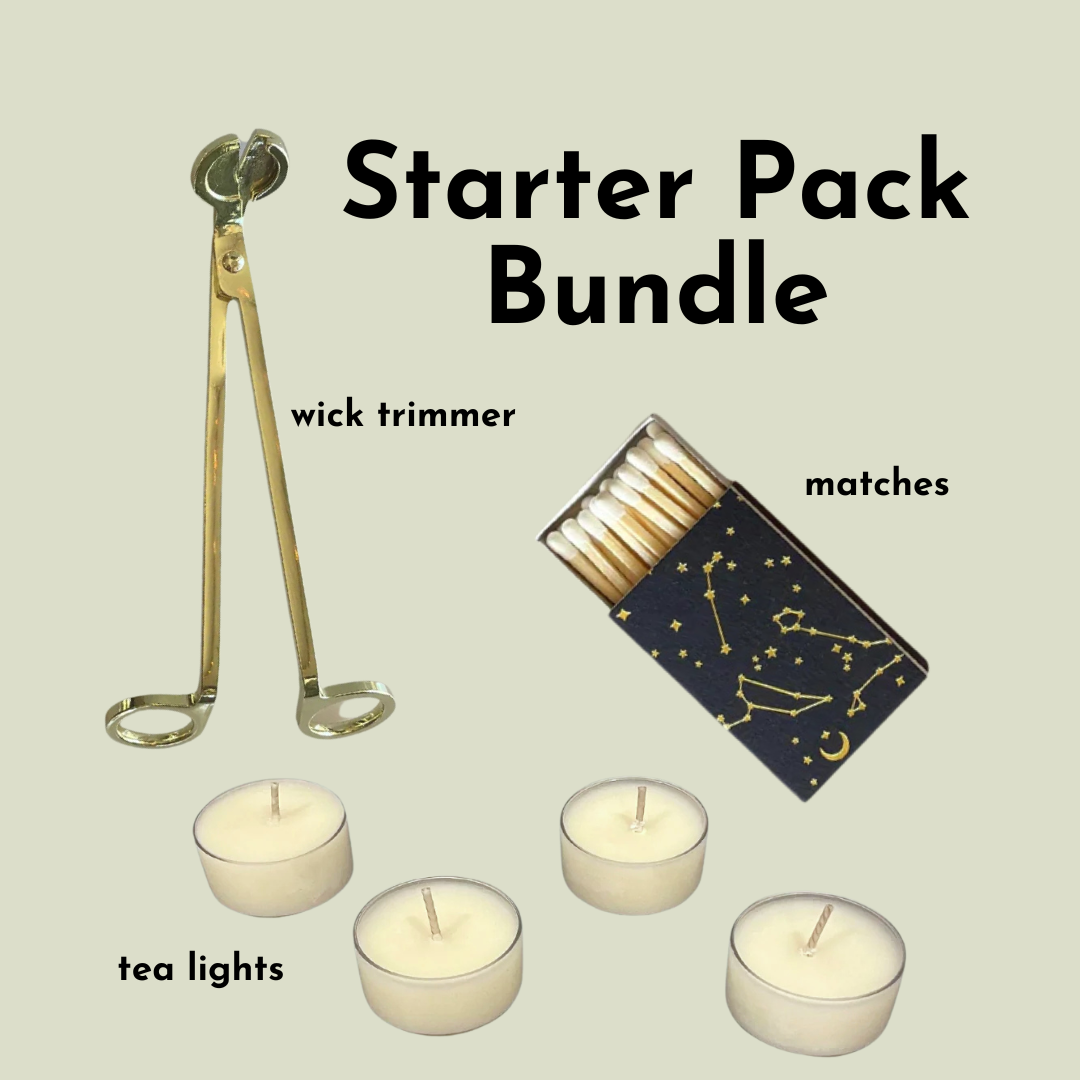 Starter Pack Bundle - wick trimmer, matches, tea lights